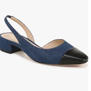 Veronica Beard Blue and Black Slingback Flats